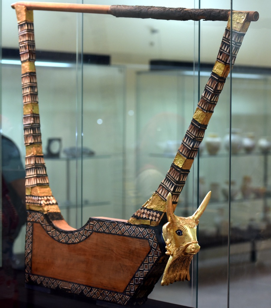 The Queen’s gold lyre, 2,500 BCE, Mesopotamia. Diyarbakir Mountains