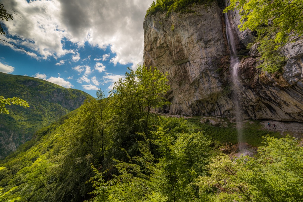 Vânturătoarea, a 40-meter (130 ft) waterfall in Domogled-Valea Cernei. Domogled Valea Cernei