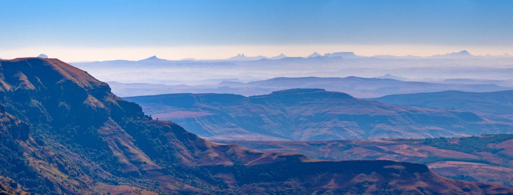 Views of the Drakensberg escarpment stretch for hundreds of kilometers. Drakensberg Mountains