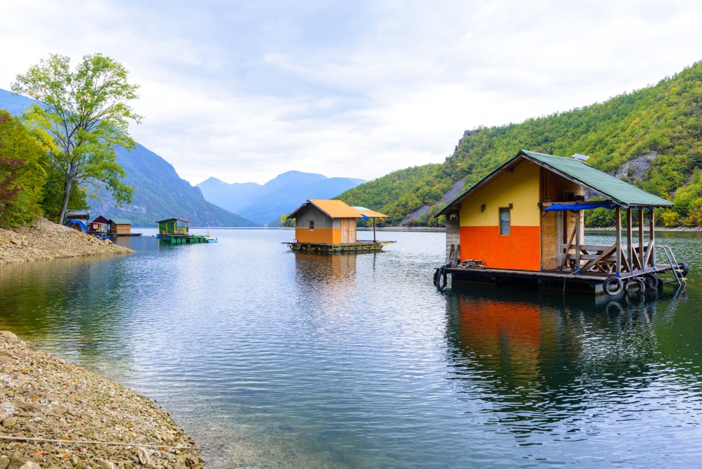 Houseboats on Lake Perućac. Drina National Park