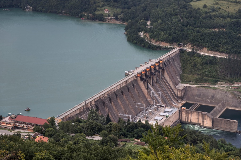 The Perućac Drina Dam that forms Lake Perućac. Drina National Park