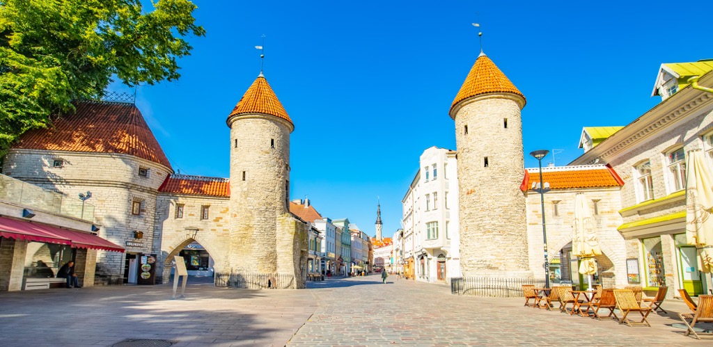 Tallinn old town and Viru Gates, Estonia