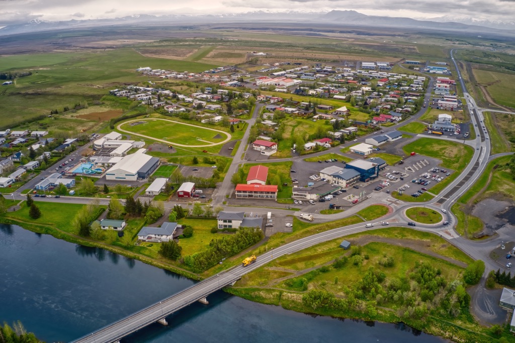 An aerial view of Hella. Fjallabak Nature Reserve