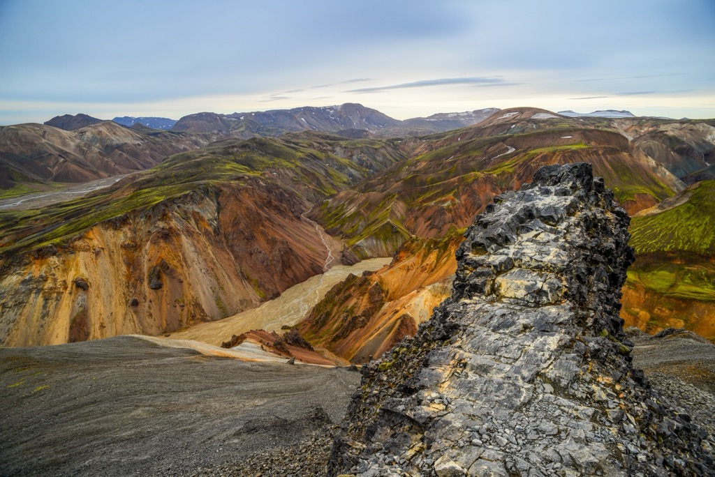 The rocky outcrop atop Bláhnúkur is a popular spot for a selfie. Fjallabak Nature Reserve