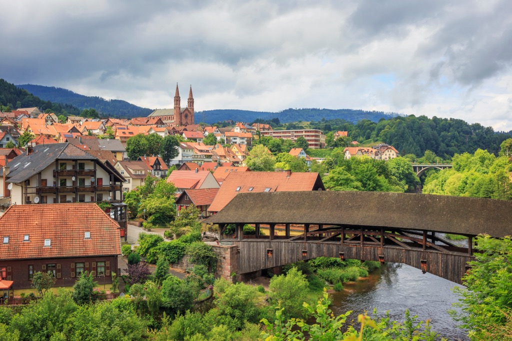 Old wooden bridge, Forbach, Germany