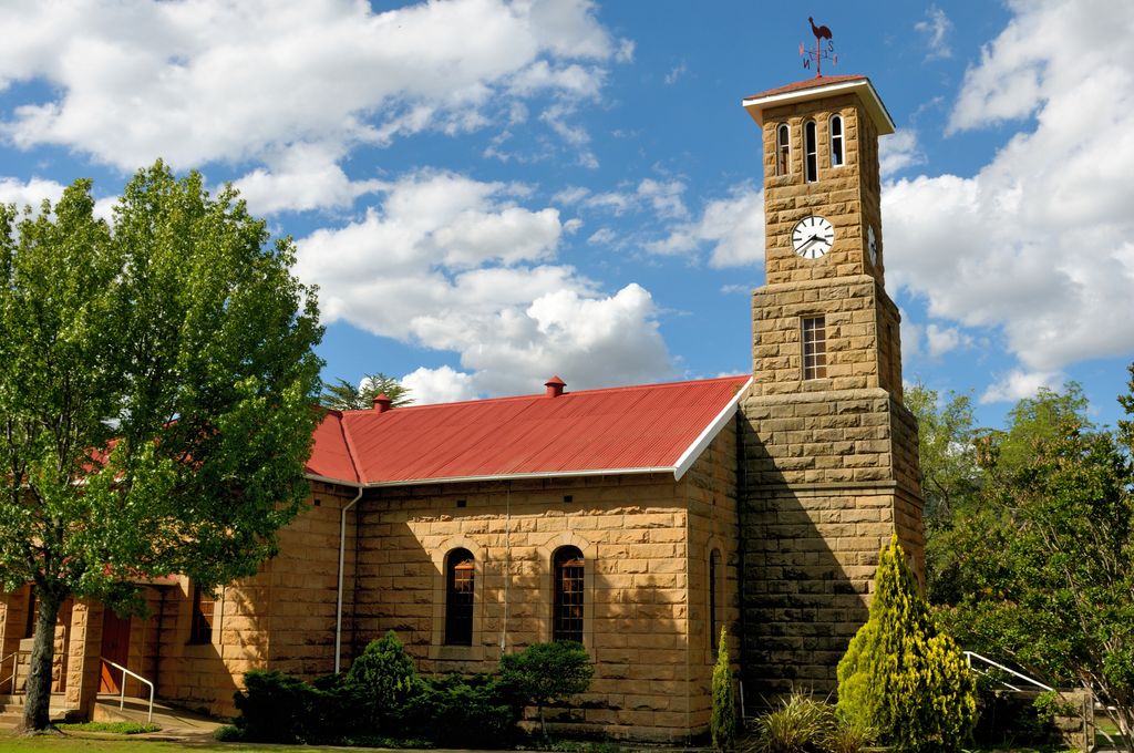 The sandstone church of Clarens, South Africa. Free State