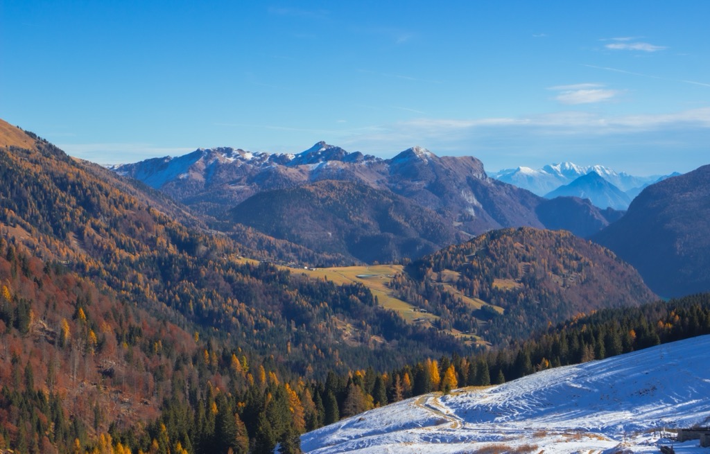 A panorama over Sella di Razzo in the Carnic Alps. Friuli-Venezia Giulia