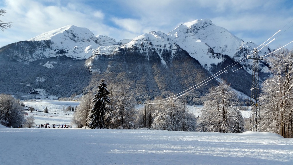 Snow-capped mountains behind Piancavallo ski resort. Friuli-Venezia Giulia