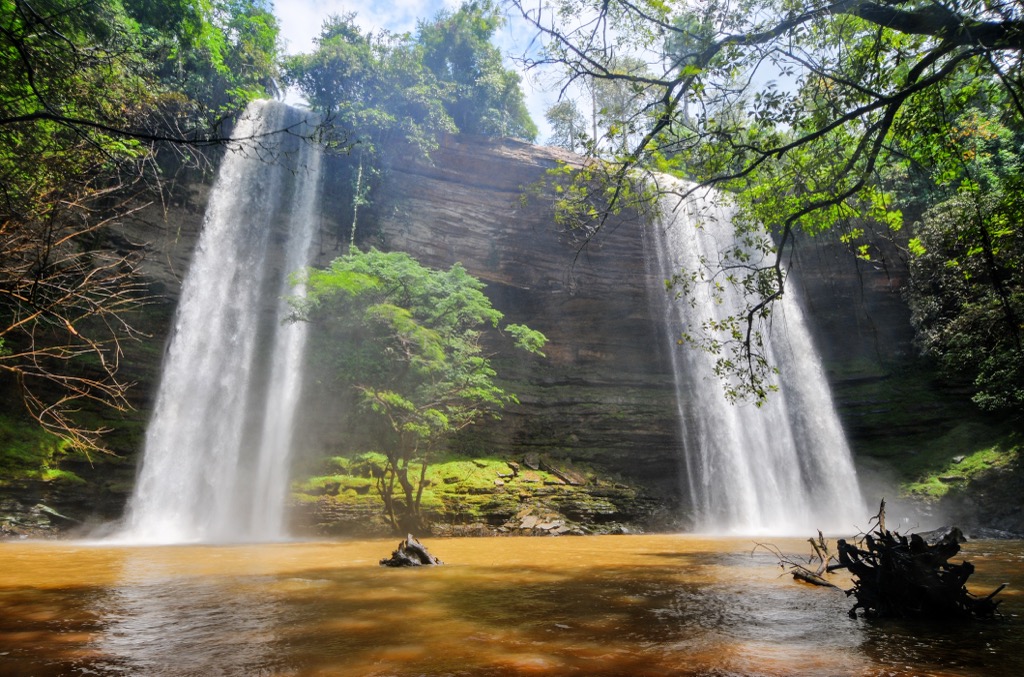 Boti Falls, at 30 m in height (100 ft), is a natural gem of Ghana on the Boti River. Ghana Mountains