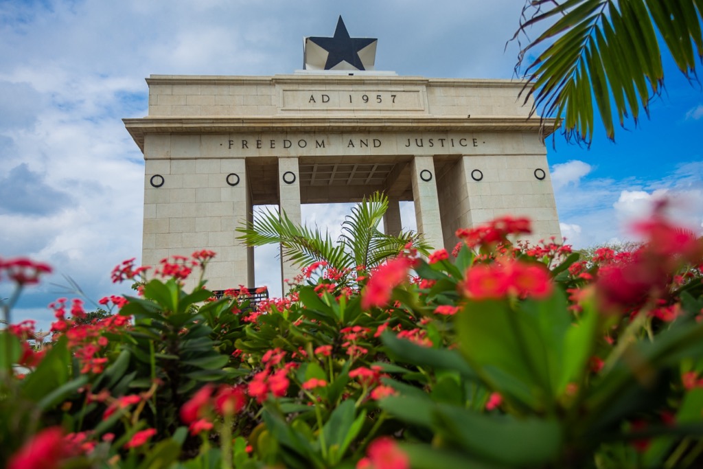 Ghana’s Independence Arch in Accra. Ghana Mountains