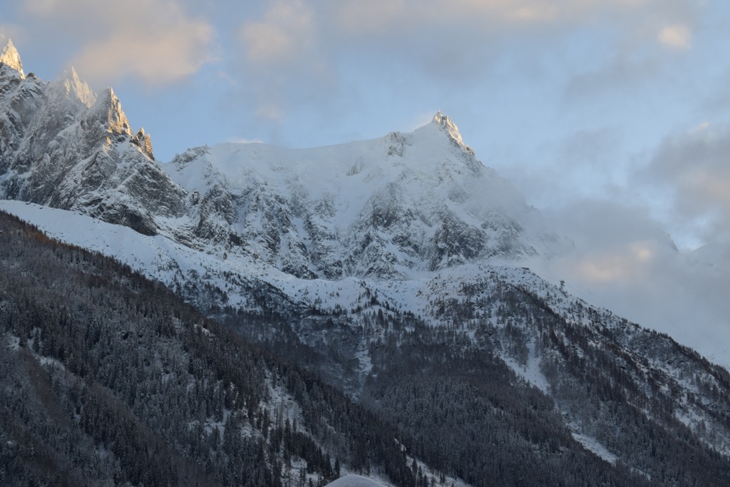 Aiguille du Midi from town. Photo: Sergei Poljak. Grands Montets
