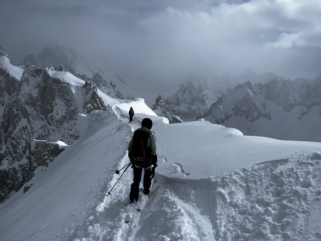 Traversing the ridge to the Grands Envers. Photo: Sergei Poljak. Grands Montets