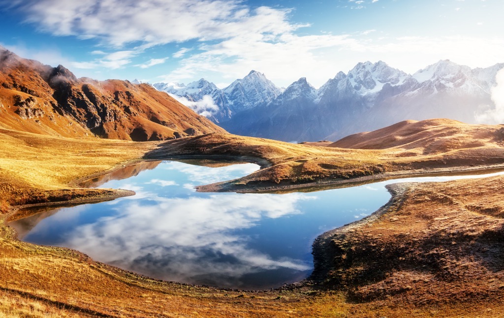 lake Koruldi at the foot of Mount Ushba, Greater-Caucasus