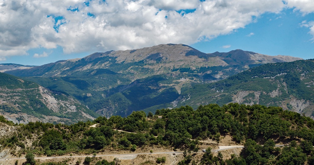 Mali me Gropa-Bizë-Martanesh Nature Park as seen from the Priska Pass. Gropa Bize Martanesh