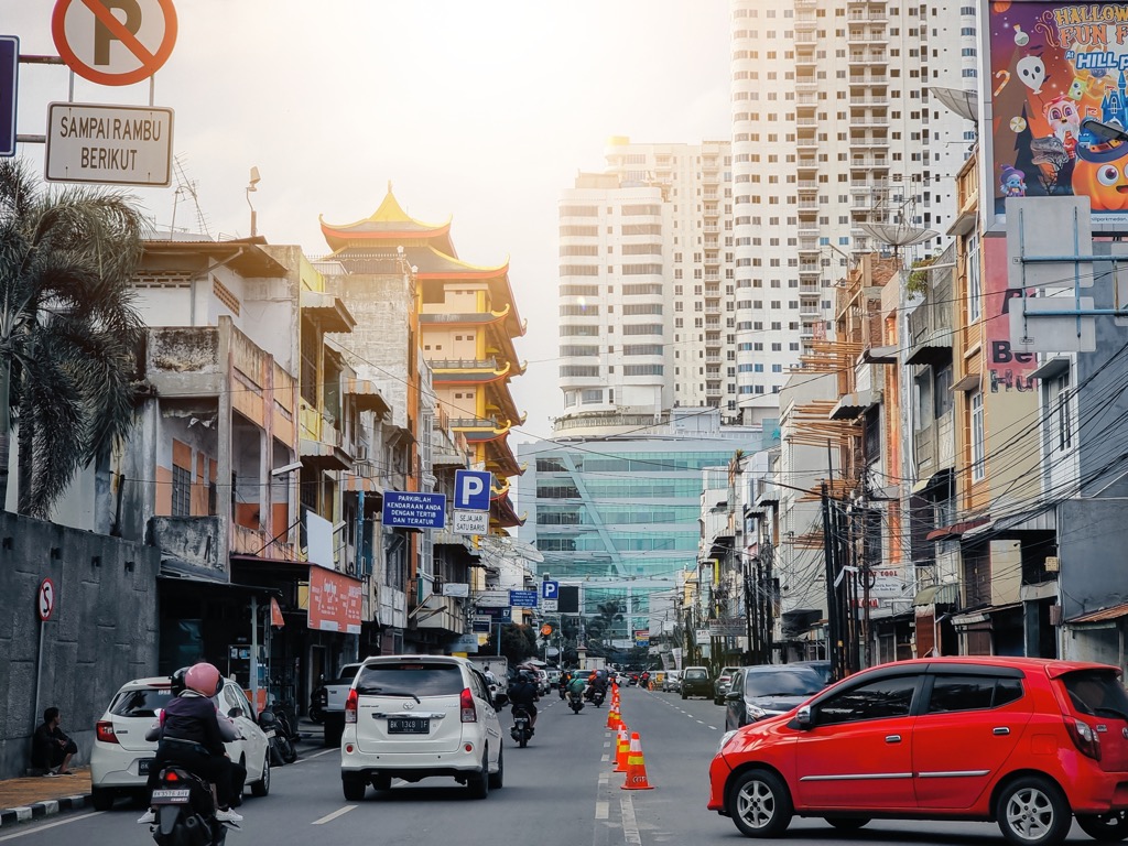 The Medan cityscape. Gunung Leuser