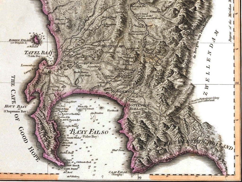 An early map of the Dutch Cape Colony circa 1795. Helderberg Nature Reserve