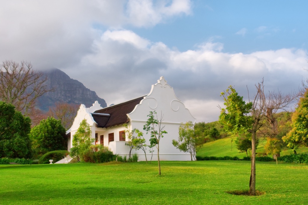 A traditional Cape Dutch house in Somerset West. Helderberg Nature Reserve