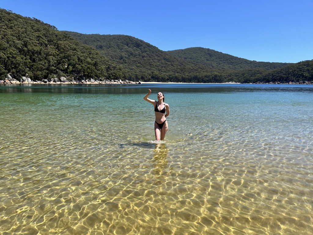 Anna frolicking in Refuge Cove. Photo: Sergei Poljak. Hiking in Wilson’s Promontory