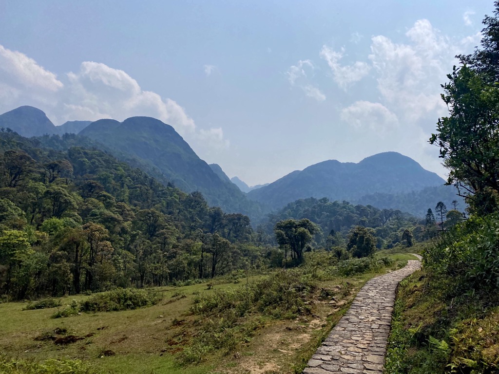 The stone walkway leading to Love Waterfall