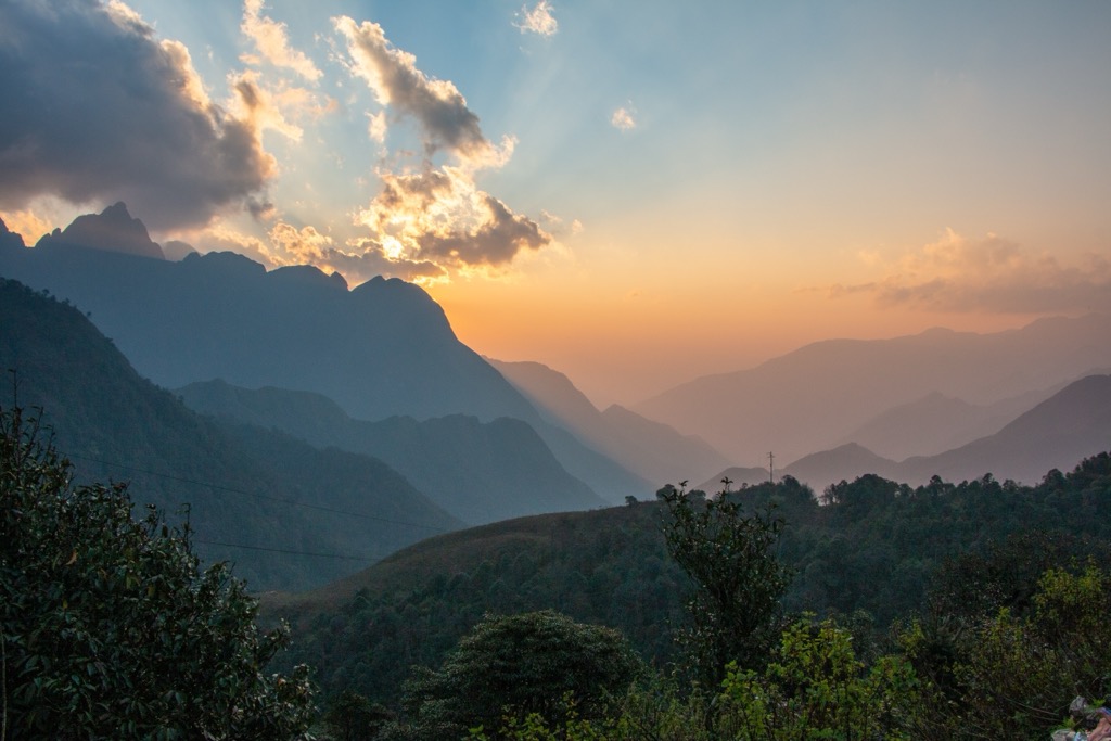 Sunset in Hoàng Liên National Park, Vietnam. Hoàng Liên National Park