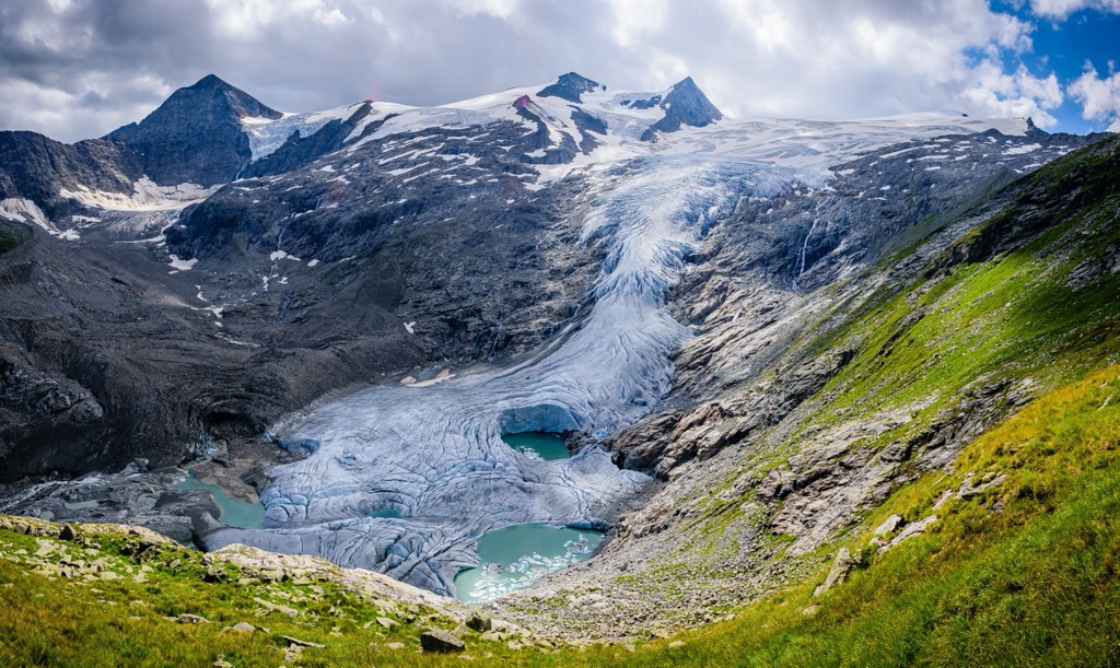 The Schlatenkees Glacier in the Venediger Group; the glacier has receded drastically in the past 20 years and will not exist in the valley for much longer. Hohe Tauern