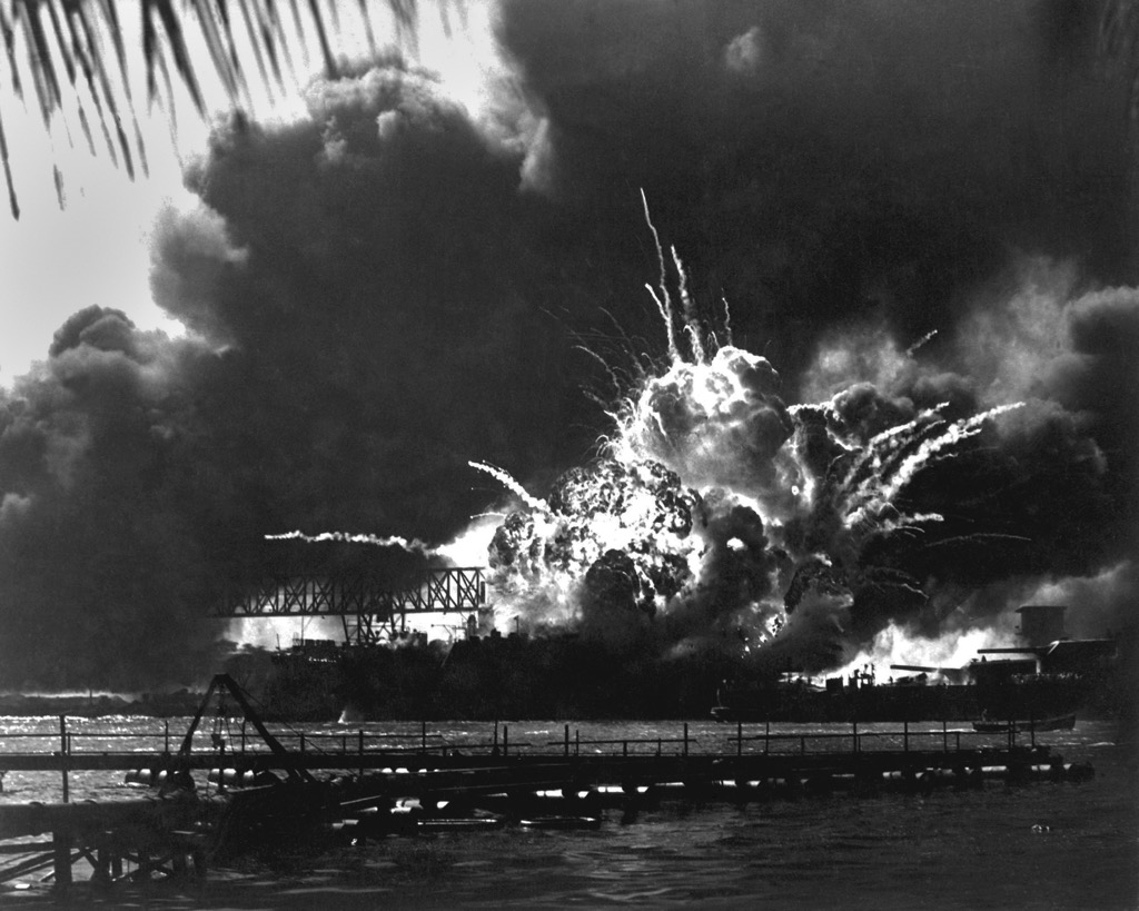 An explosion on the U.S.S. Shaw during the attack on Pearl Harbor. Miraculously, the Shaw survived and served in the Pacific fleet throughout WWII. Honolulu County