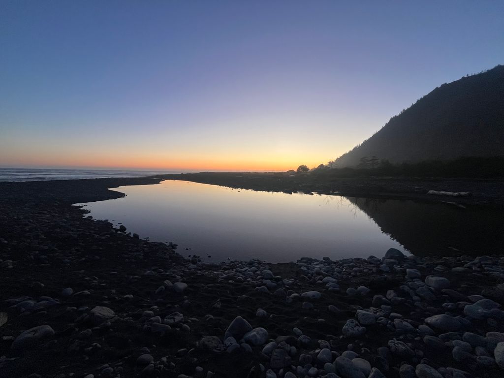 Twilight at our swimming hole. Photo: Sergei Poljak. Backpacking California’s Lost Coast Trail