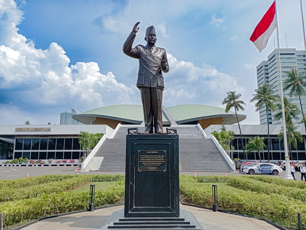 Statue of President Sukarno in Senayan, Indonesia