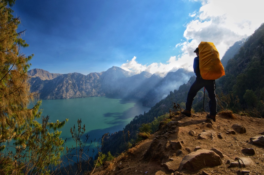 crater lake on Rinjani, Indonesia