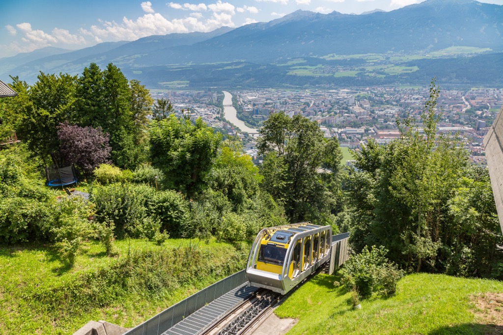 The funicular railway travels from the city center to the high-country. Innsbruck-Stadt
