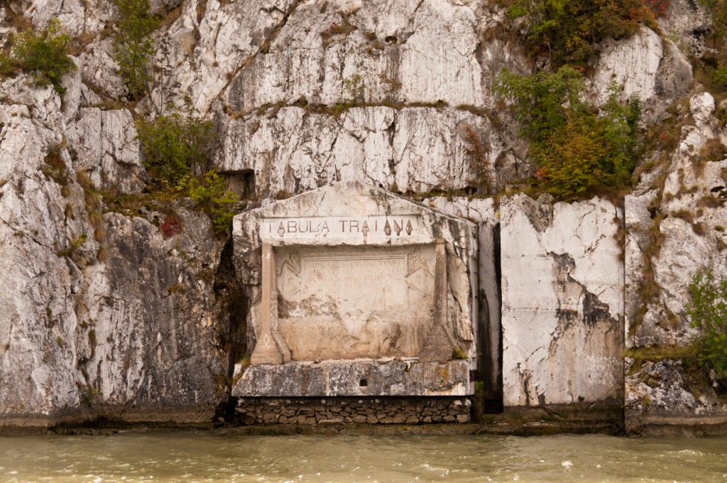 Unlike Decebal’s Head, the Tabula Traiana is a Roman monument commemorating the completion of Trajan’s military road. Iron Gates