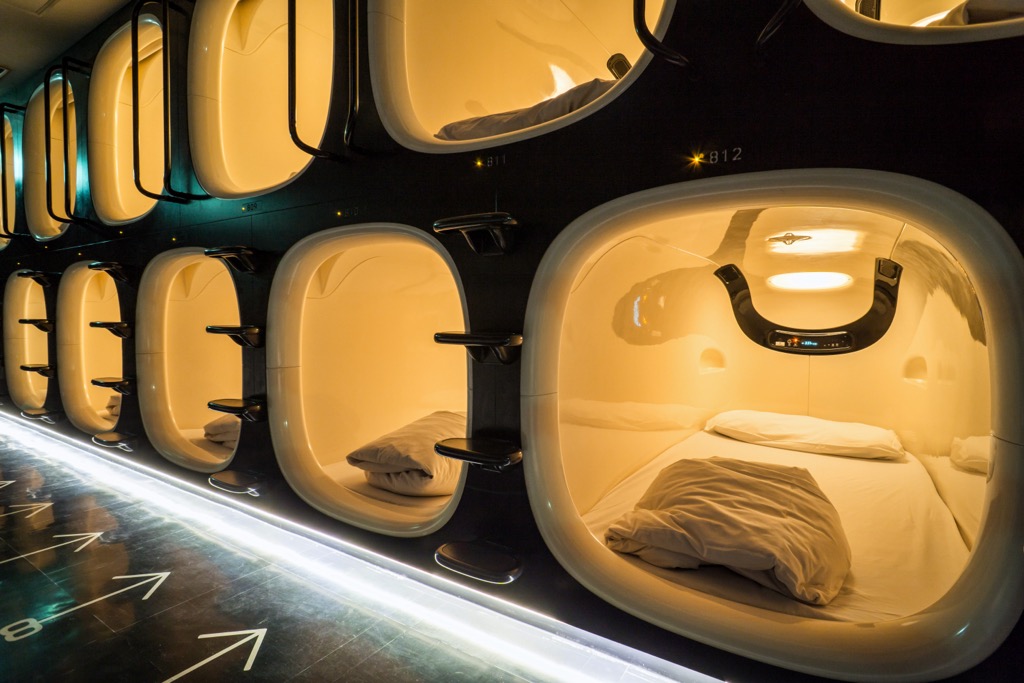 Capsule hotels are a uniquely Japanese version of budget accommodation. Japan Skiing