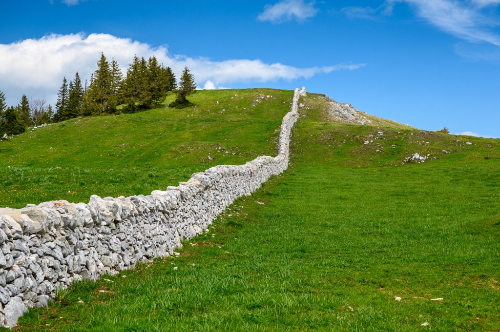 A stone wall in the Jura Vaudois. Jura Vaudois