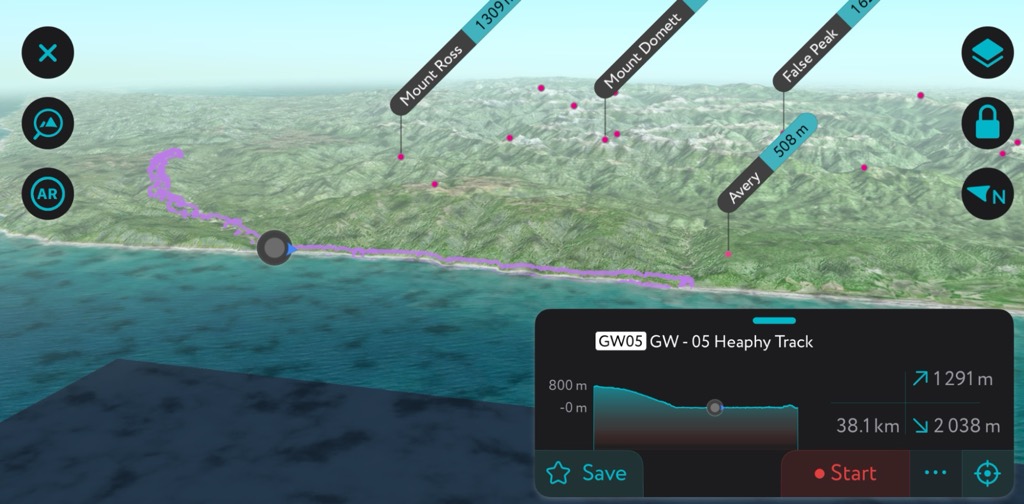 Heaphy Track in PeakVisor, Kahurangi National Park, New Zealand
