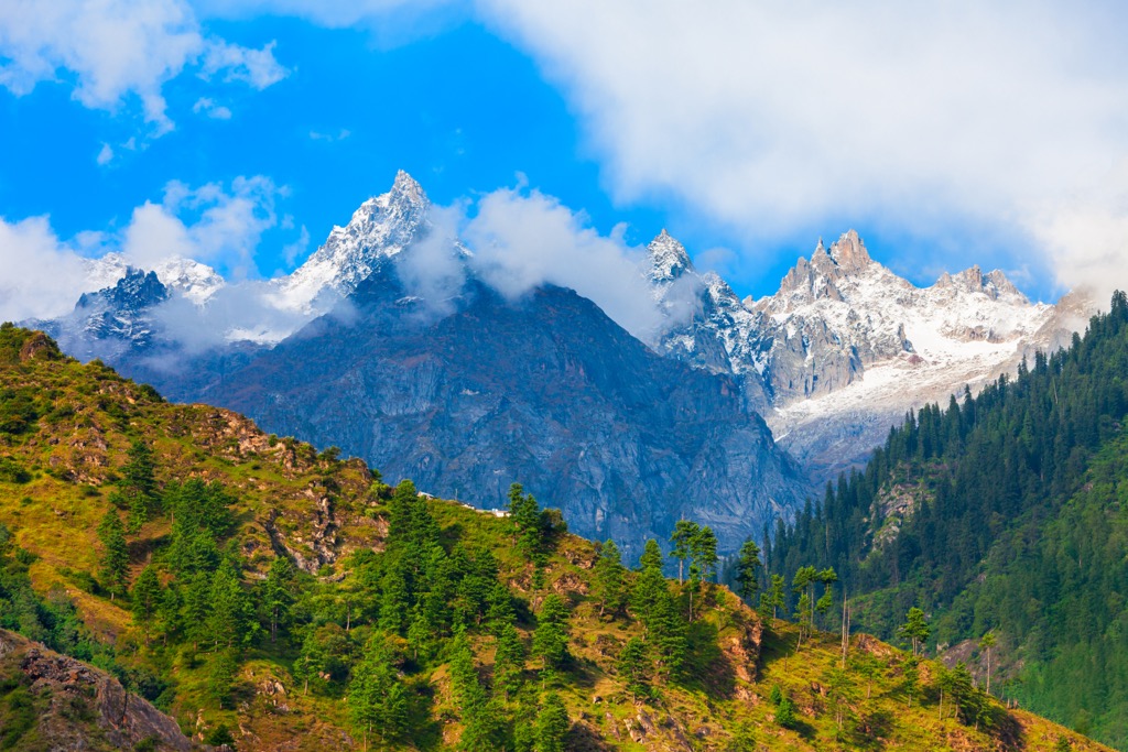 The Himalaya at the head of the Parvati Valley, Khirganga National Park. Khirganga National Park