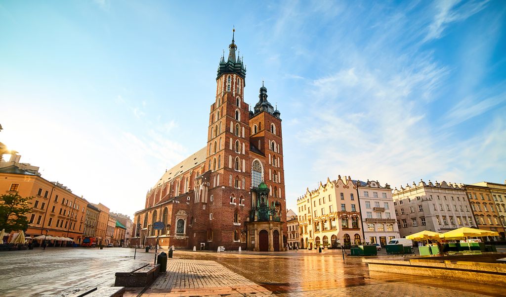 Krakow, Poland, St. Mary’s Basilica on Krakow’s Main Square