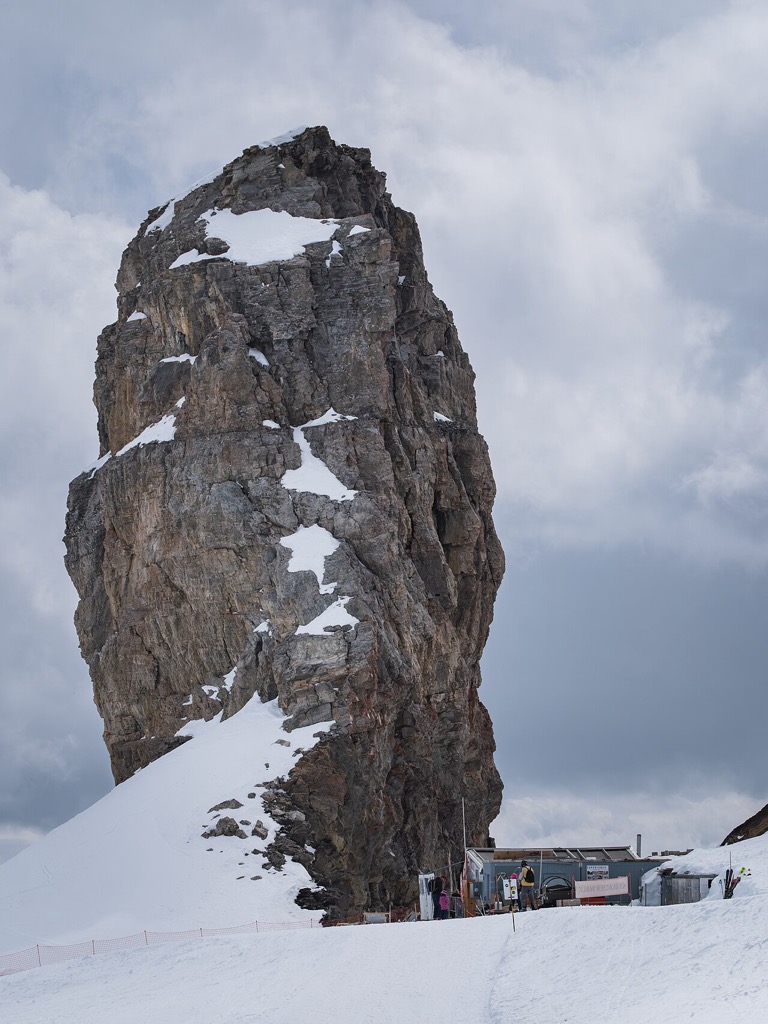 The isolated rock tower Quille du Diable above Derborence
