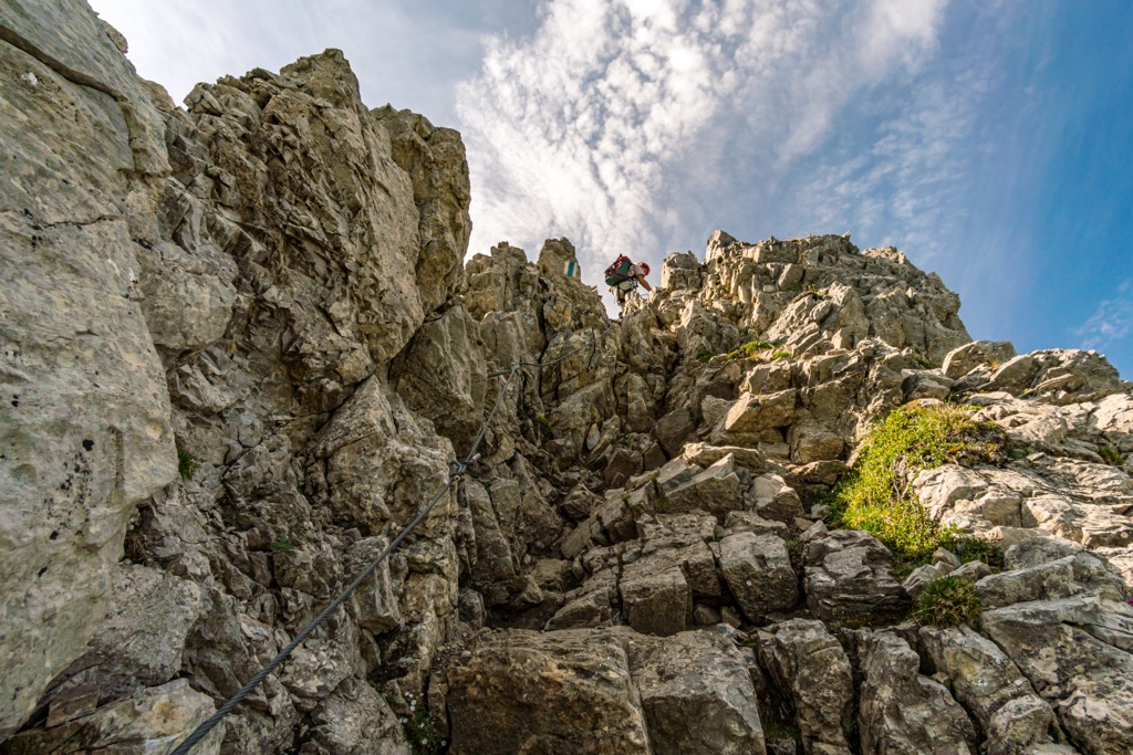 The Karhorn via ferrata. Lechquellen Mountains