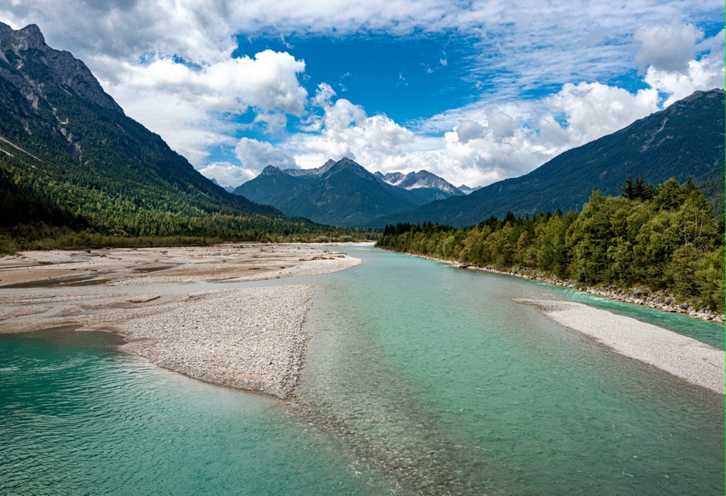 The Lech River. Lechquellen Mountains
