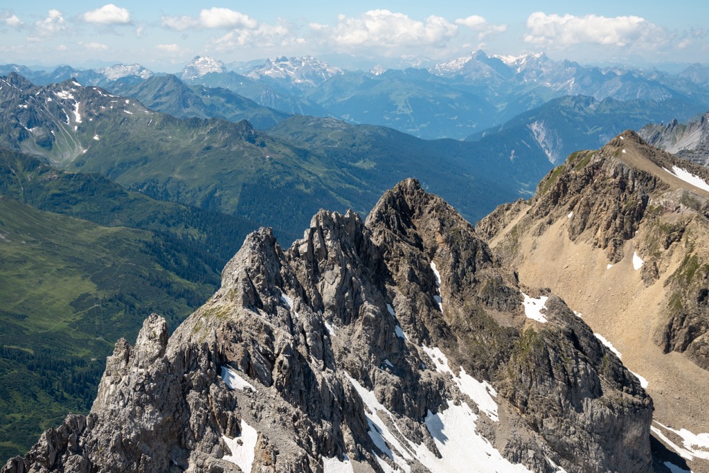 View from Valluga mountain in St Anton. Lechtal Alps