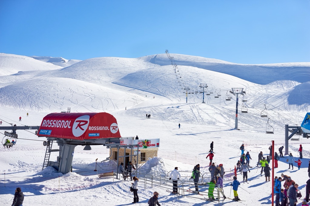 Mzaar Kfardebian, the largest ski resort in the Middle East. Levant Ranges