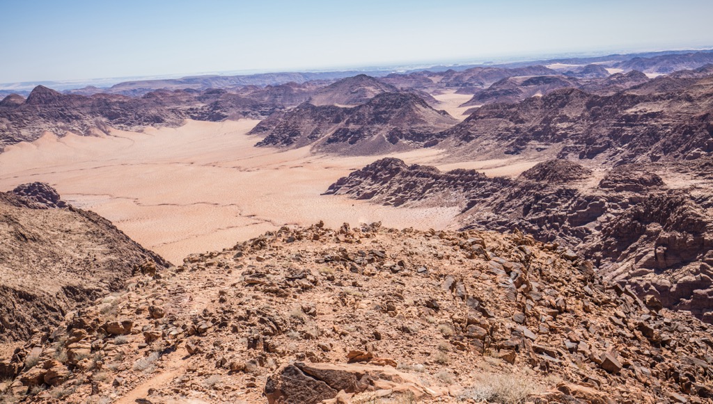 The view from atop Jabal Umm al Dami (1,854 m / 6,083 ft). Levant Ranges