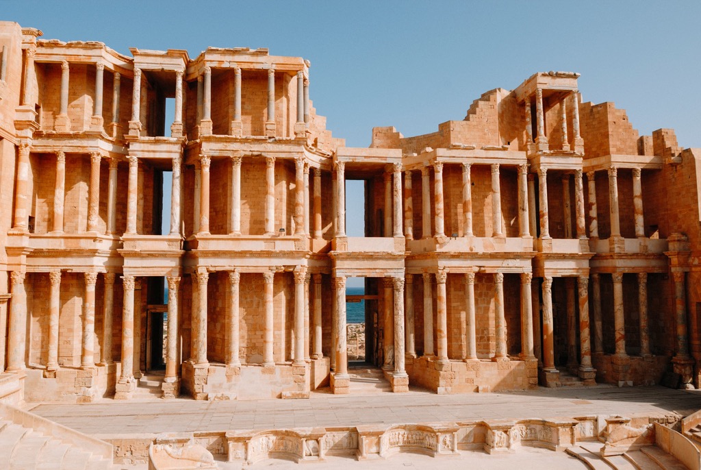 Ruins of the city of Sabratha, ancient three cities of Roman Tripolis, Libya