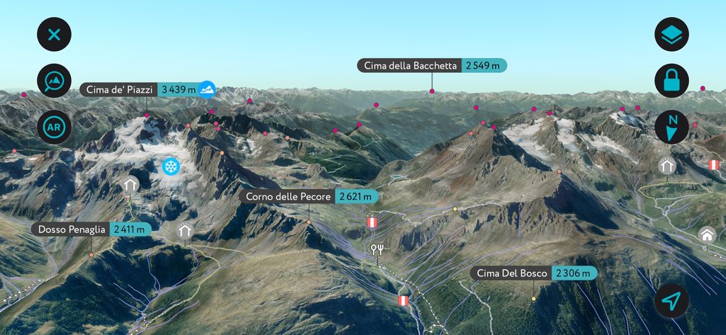 Cima de’ Piazzi using PeakVisor’s mobile app. Livigno Alps