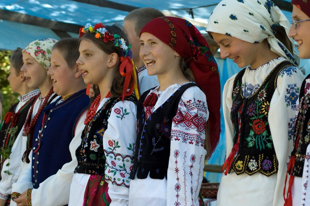 Lemko children in their traditional costume. Low Beskids