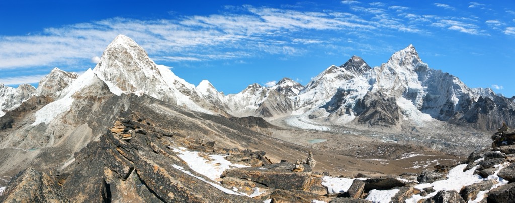 Receding valley glaciers leave behind enormous piles of dirt and boulders, known as moraine Makalu Barun NP