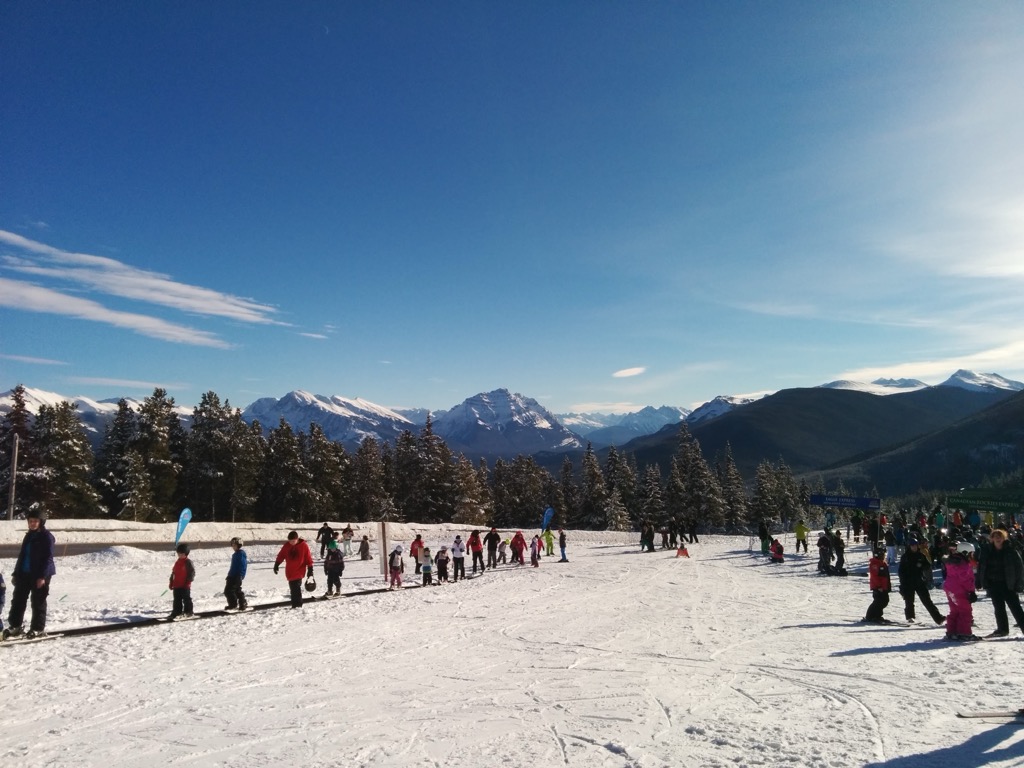 Beginner skiers at Marmot Basin. Photo: Anthony Butt. Marmot Basin