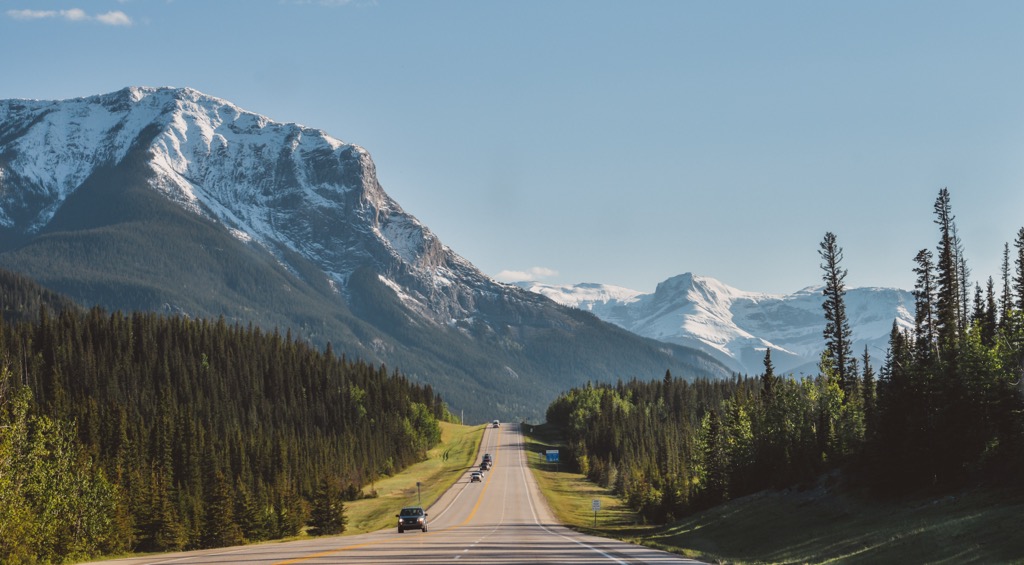 Approaching Jasper on the Yellowhead Highway. Marmot Basin