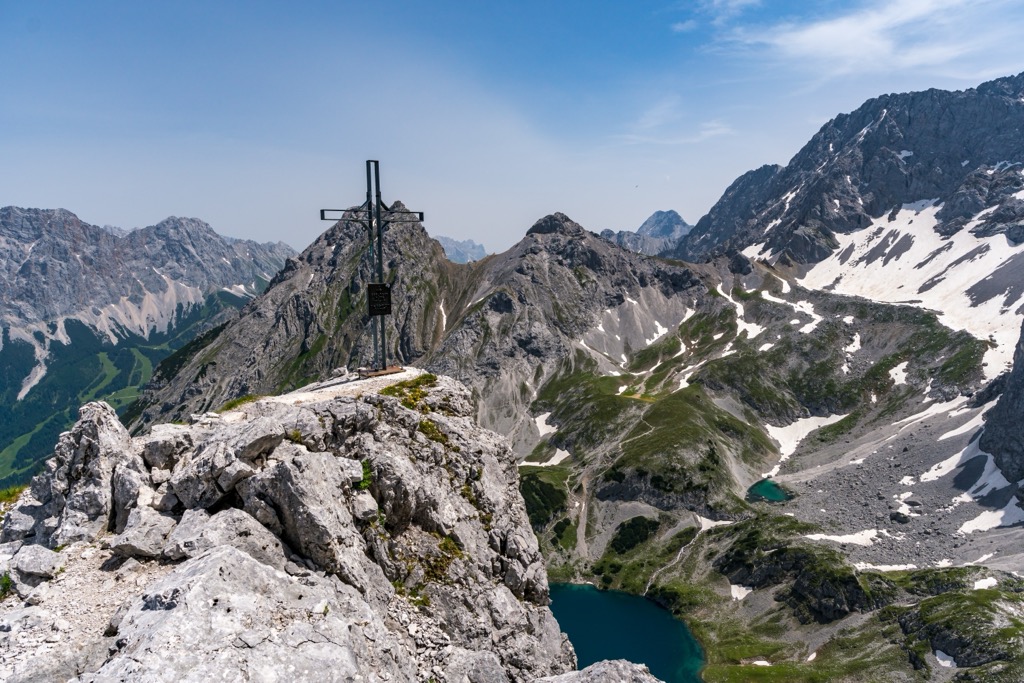 Vorderer Drachenkopf’s summit cross. Mieminger Chain