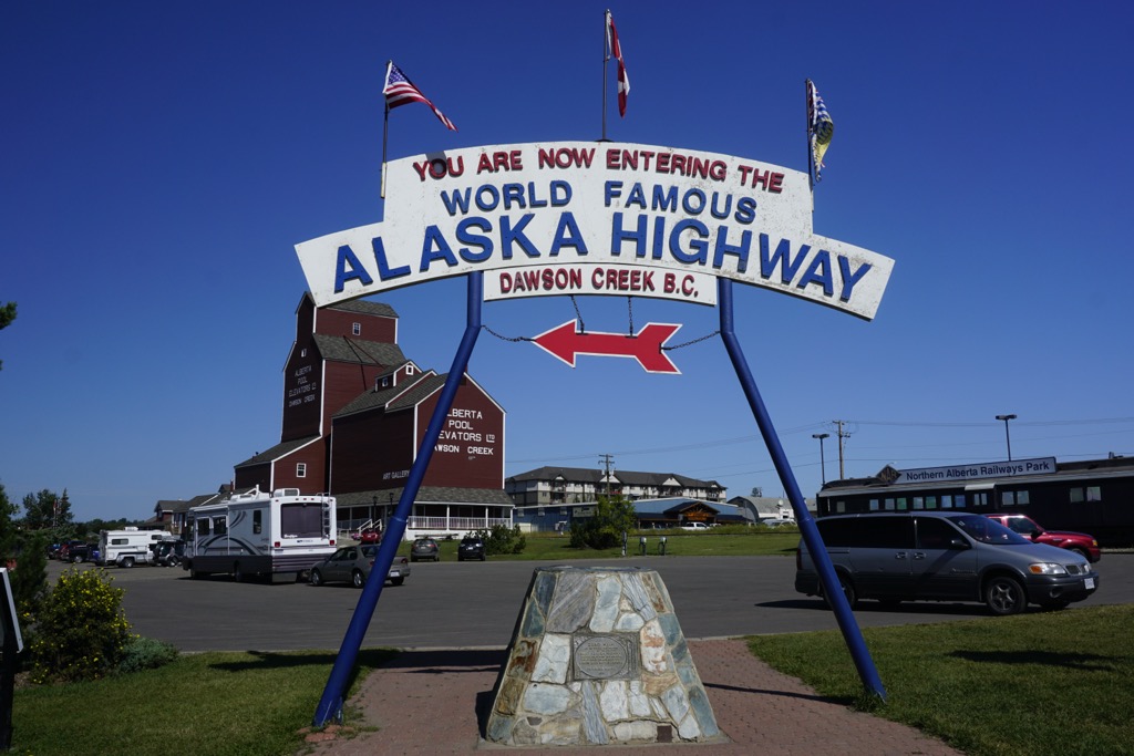 The start of the Alaska Highway in Dawson Creek. Monkman Provincial Park